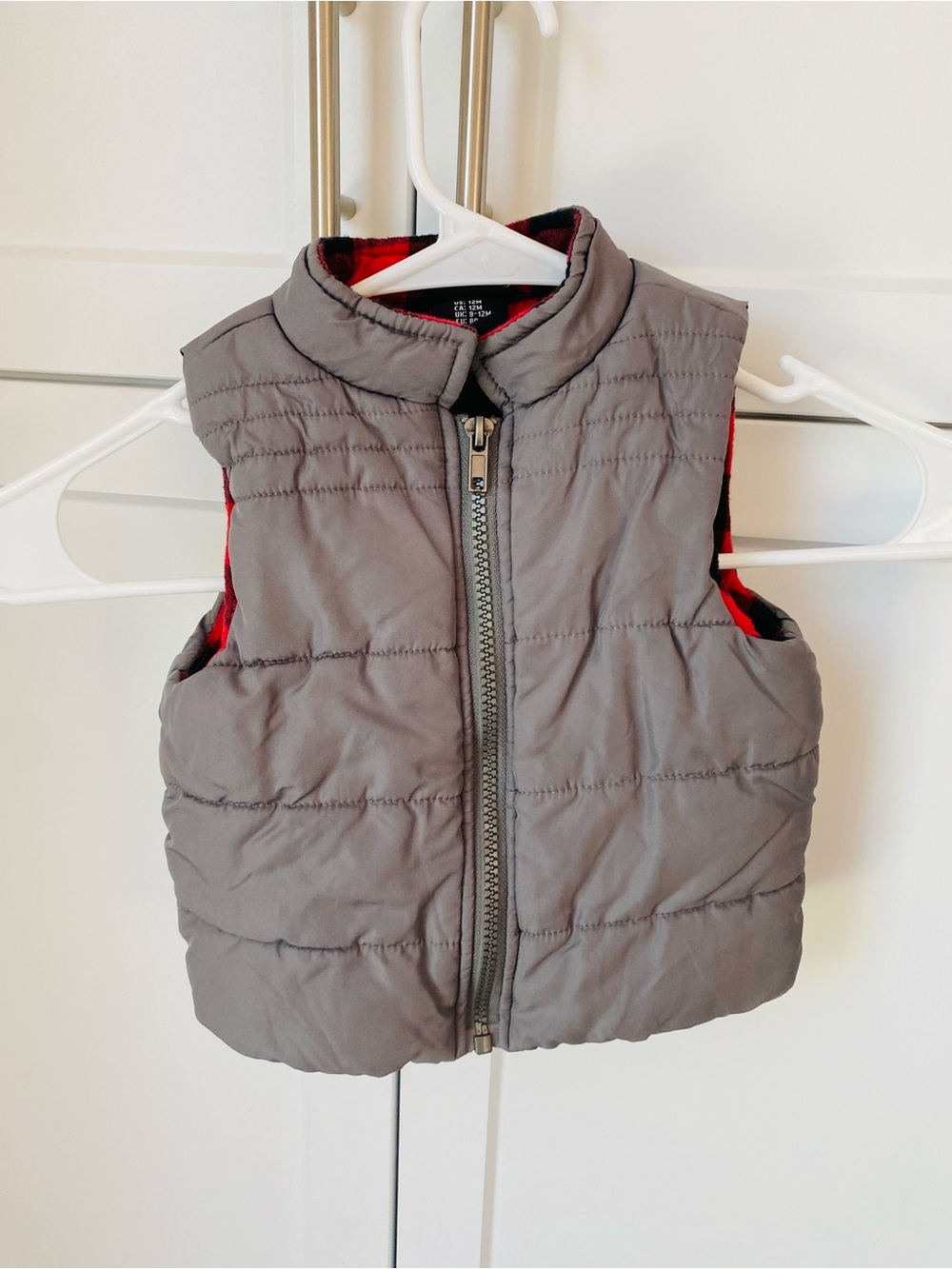 Fierce Frank baby boy 12 months sleeveless puffer vest grey fleece